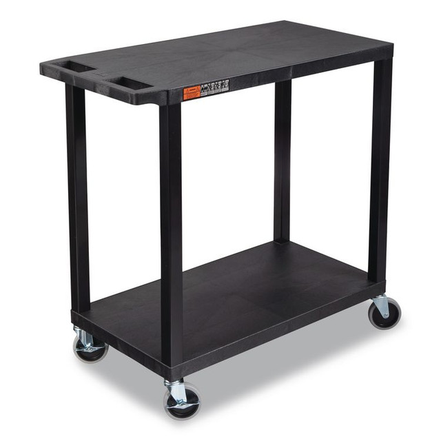 LUXOR WORKSPACES, LLC EC22B TUFFY XL Two-Shelf Multipurpose Utility Cart, Plastic, 400 lb Capacity, 35.25" x 18" x 33, Black