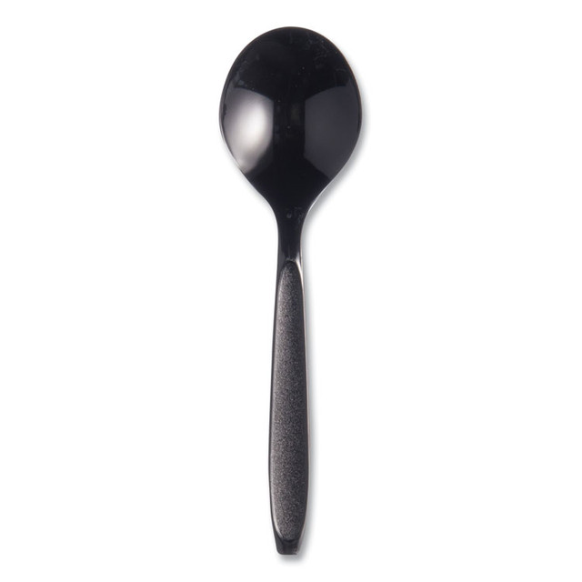 DART SOLO® RSKS0004 Reliance Mediumweight Cutlery, Soup Spoon, Plastic, Black, 1,000/Carton