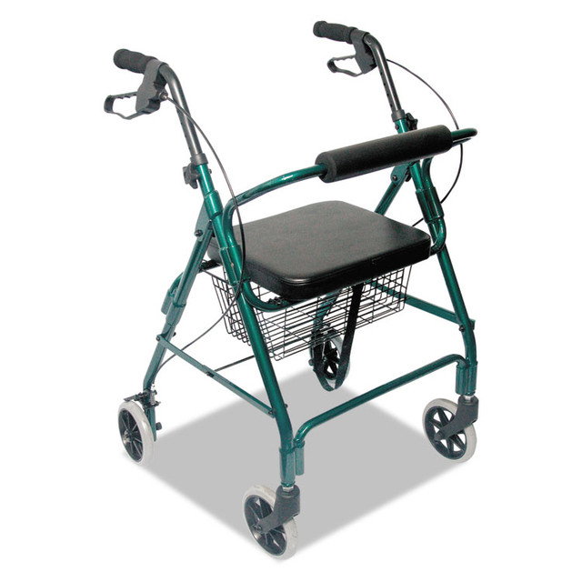 BRIGGS HEALTHCARE DMI® 50110121200 Ultra Lightweight Rollator, Adjusts 33.75" to 38", 300 lb Capacity, Green