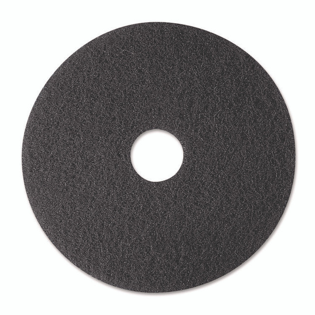 3M/COMMERCIAL TAPE DIV. 08374 Low-Speed Stripper Floor Pad 7200, 12" Diameter, Black, 5/Carton