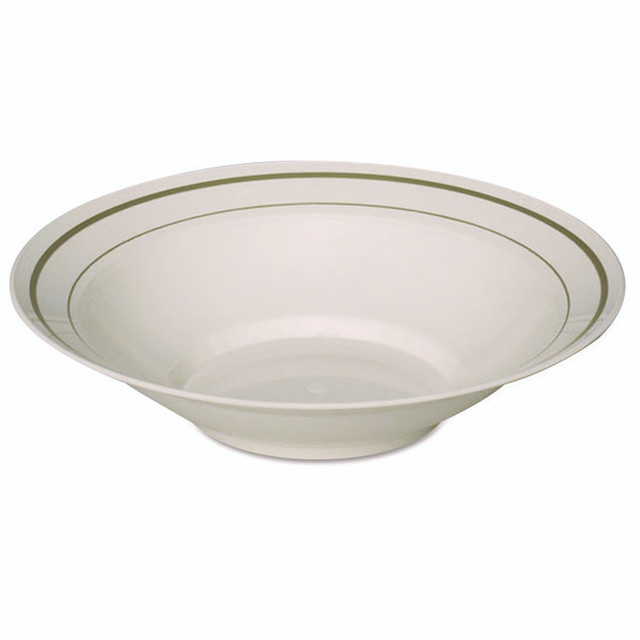 WNA, INC. MPBWL10IPREM Masterpiece Plastic Bowls, 10 oz, Ivory/Gold, 10/Pack, 15 Packs/Carton