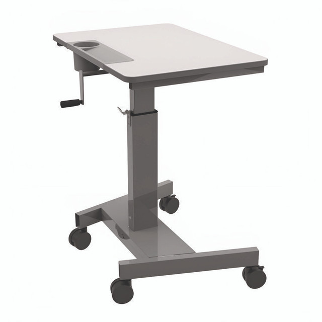 LUXOR WORKSPACES, LLC STUDENTC Sit Stand Student Desk with Crank Handle, 27.5 x 19.5 x 26.25 to 42, White/Gray