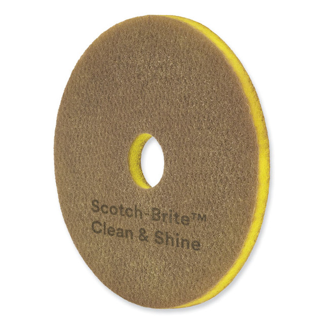 3M/COMMERCIAL TAPE DIV. Scotch-Brite™ 09543 Clean and Shine Pad, 18" Diameter, Brown/Yellow, 5/Carton