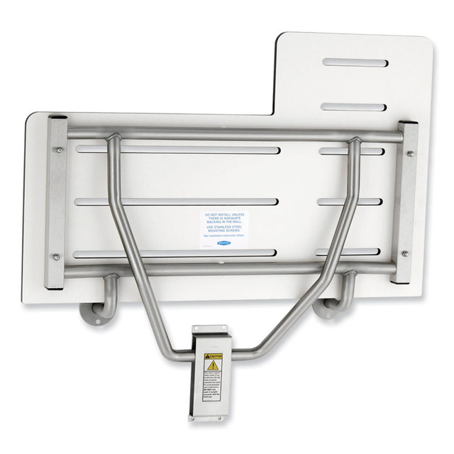 BOBRICK WASHROOM 5181 Reversible Folding Shower Seat, White/Stainless Steel