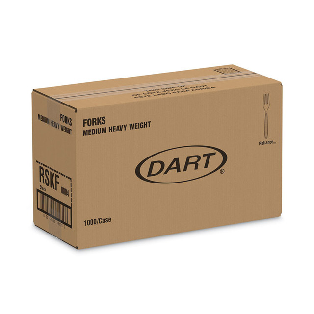 DART SOLO® RSKF0004 Reliance Classic Plastic Cutlery, Medium Heavyweight Fork, Black, 1,000/Carton
