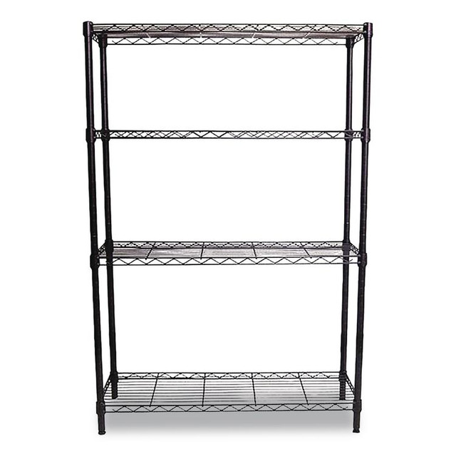 WHALEN FURNITURE MANUFACTURING WS1436544B 4-Shelf Wire Shelving Unit, 36w x 14d x 54h, Black