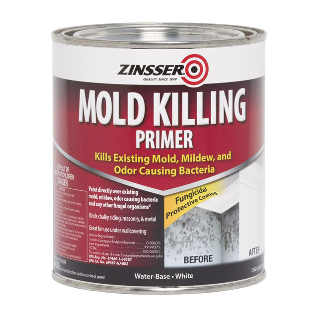 RUST-OLEUM CORPORATION Zinsser® 276087CT Mold Killing Primer, Flat White, 1 qt Bucket/Pail, 4/Carton
