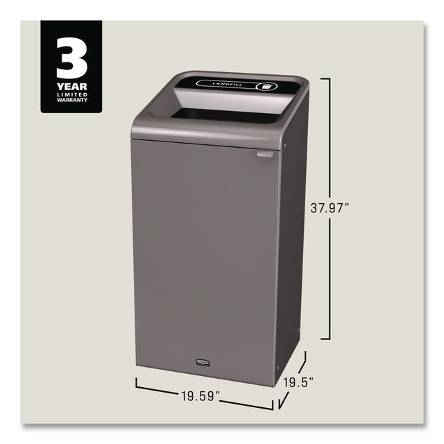 RUBBERMAID COMMERCIAL PROD. 1961621 Configure Indoor Recycling Waste Receptacle, Landfill, 23 gal, Metal, Gray