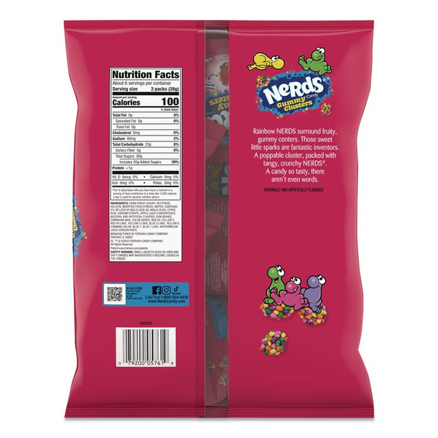 FERRARA CANDY CO NERDS® FER08476 Rainbow Gummy Clusters Treat Packs, 6 oz Bag