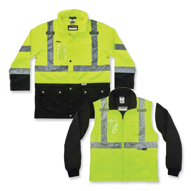 TENACIOUS HOLDINGS, INC. ergodyne® 25539 GloWear 8388 Class 3/2 Hi-Vis Thermal Jacket Kit, 5X-Large, Lime