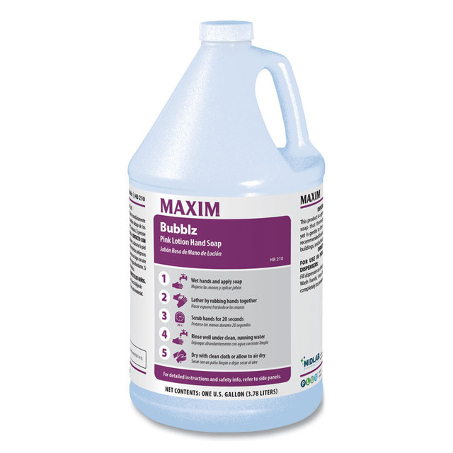 MIDLAB Maxim® 02100041 Bubblz Pink Lotion Hand Soap, Cherry Scent, 1 gal, 4/Carton