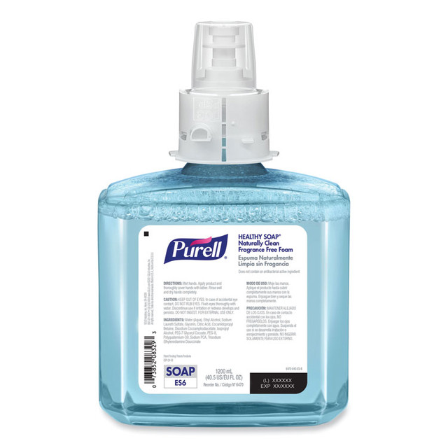 GO-JO INDUSTRIES PURELL® 647002CT CLEAN RELEASE Technology HEALTHY SOAP Naturally Clean Foam Refill, For ES6 Dispensers, Fragrance-Free, 1,200 mL, 2/Carton