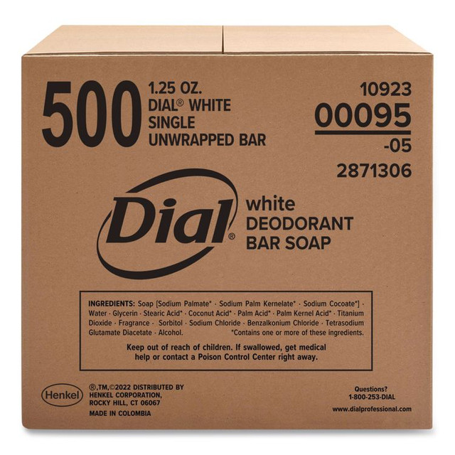 DIAL PROFESSIONAL 00095 Antibacterial Deodorant Bar Soap, Floral Scent, 1.5 oz, 500/Carton