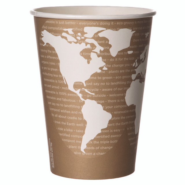 ECO-PRODUCTS,INC. EP-BSC32-WA World Art Renewable and Compostable Food Container, 32 oz, 4.05" Diameter x 5.8" h, Tan, Paper, 25/Pack, 20 Packs/Carton