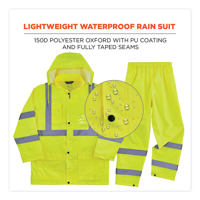 TENACIOUS HOLDINGS, INC. ergodyne® 25434 GloWear 8376K Lightweight HV Rain Suit, Large, Lime