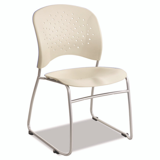 SAFCO PRODUCTS 6804LT Reve Guest Chair with Sled Base, 19.75" x 23.5" x 33.5", Latte Seat, Latte Back, Silver Base, 2/Carton