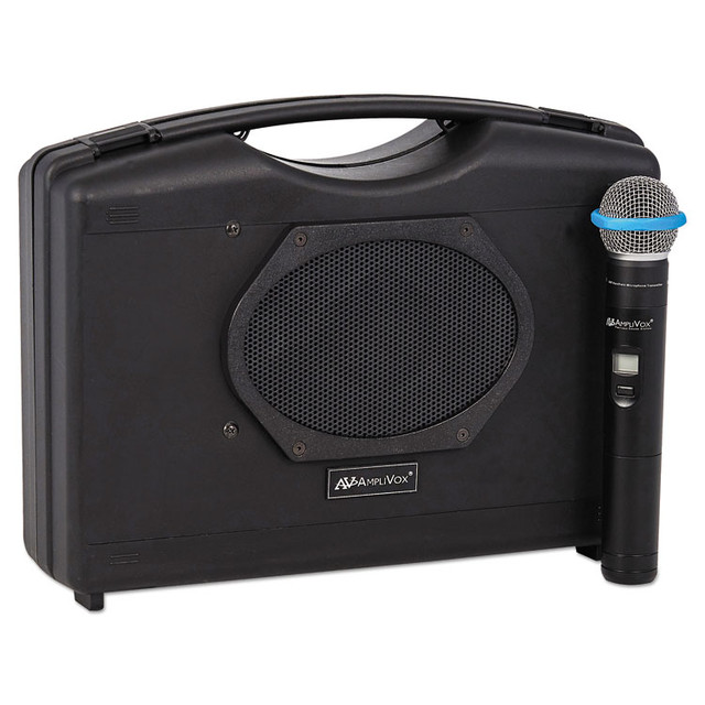 AMPLIVOX PORTABLE SOUND SYS. SW223A Bluetooth Audio Portable Buddy with Wireless Handheld Mic, 50 W, Black