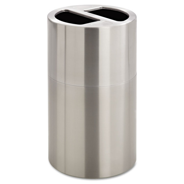 SAFCO PRODUCTS 9931SS Dual Recycling Receptacle, 30 gal, Steel, Stainless Steel