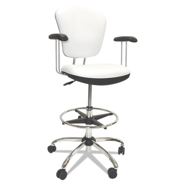 LDS INDUSTRIES LLC ShopSol™ 1010296 Lab and Healthcare Seating, Supports Up to 300 lb, 21" to 28" Seat Height, White Seat/Back, Chrome Base