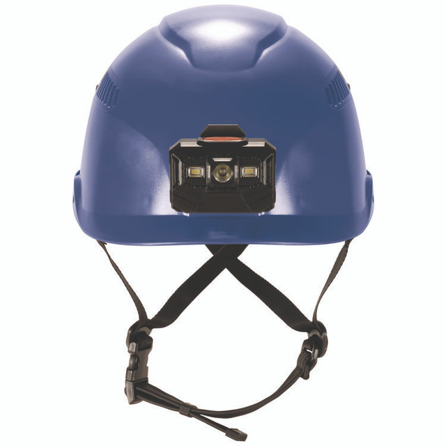 TENACIOUS HOLDINGS, INC. ergodyne® 60289 Skullerz 8977LED Class C Safety Helmet with LED Light and Adjustable Venting, 6-Point Ratchet Suspension, Blue