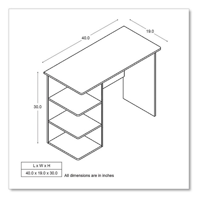 EASY 2 GO WEOF0146CC Student Desk with Bookcase, 40" x 19" x 30", Dark Wood Finish