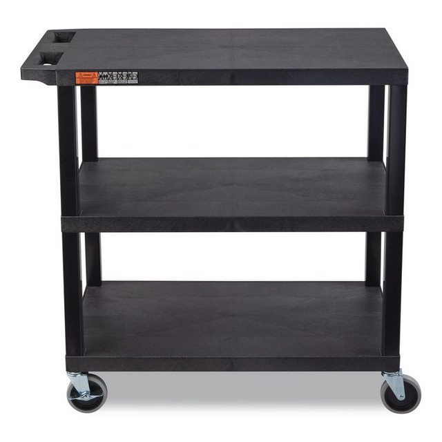 LUXOR WORKSPACES, LLC EC222B TUFFY XL Three-Shelf Multipurpose Utility Cart, Plastic, 300 lb Capacity, 35.25" x 18" x 34.5", Black