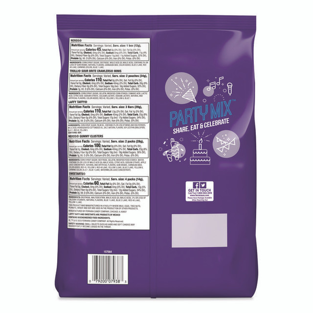 FERRARA CANDY CO FER07938 Party Mix Stand-Up Bag, 75 Pieces, Assorted Flavors, 1.7 lb Bag