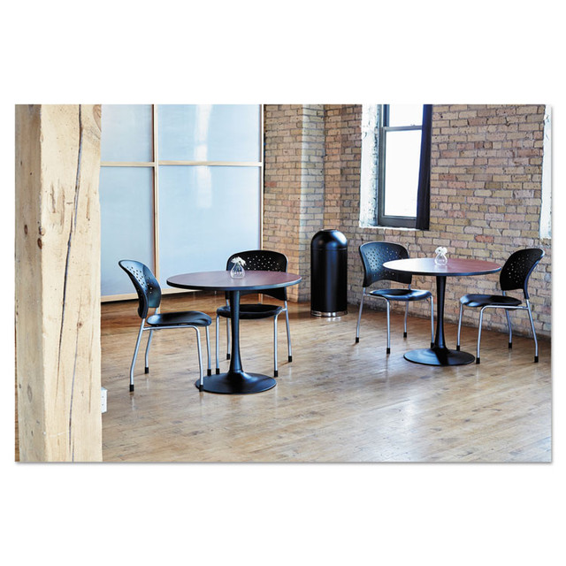 SAFCO PRODUCTS 9639BL Dome Top Receptacle with Open Top, 15 gal, Steel, Black