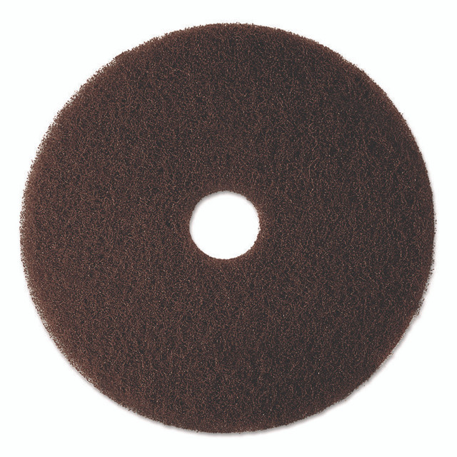 3M/COMMERCIAL TAPE DIV. 08440 Low-Speed High Productivity Floor Pads 7100, 12" Diameter, Brown, 5/Carton