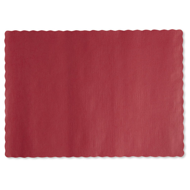 HOFFMASTER 310521 Placemats, Smooth Surface, Scalloped Edges, 13.5" x 9.5", Red, 1,000/Carton