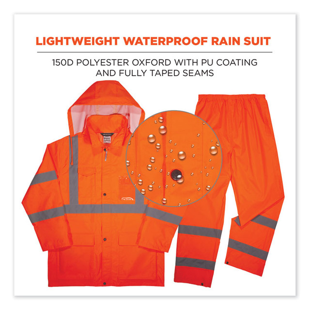 TENACIOUS HOLDINGS, INC. ergodyne® 25336 GloWear 8376K Lightweight HV Rain Suit, 2X-Large, Orange