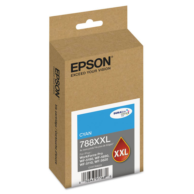 EPSON AMERICA, INC. T788XXL220 T788XXL220 (788XXL) DURABrite Ultra XL PRO High-Yield Ink, Cyan