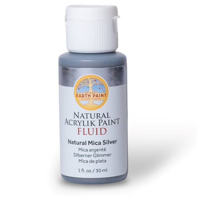 NATURAL EARTH PAINT Natural Earth Paint Natural Fluid Acrylik Paint, 1 oz, Silver Mica