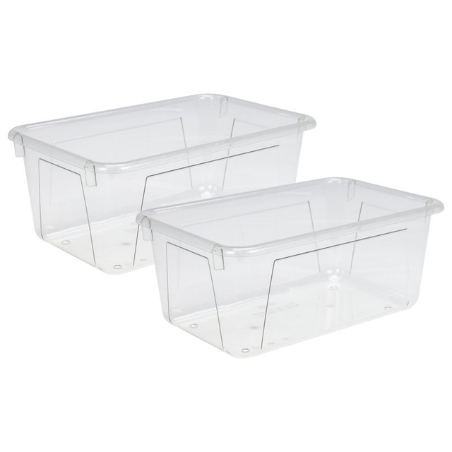 STOREX INDUSTRIES Storex Cubby Bin, PET (clear), Pack of 2