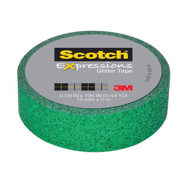 3M COMPANY Scotch® Expressions Glitter Tape, .59" x 196", Dark Green Glitter