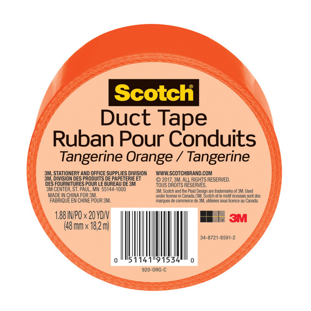 3M COMPANY Scotch® Duct Tape for Artists, 1.88 in x 20 yd (48 mm x 18.2 m), Tangerine Orange