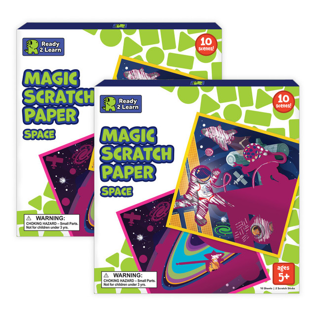 LEARNING ADVANTAGE READY 2 LEARN™ Magic Scratch Paper, Space, 10 Per Pack, 2 Packs