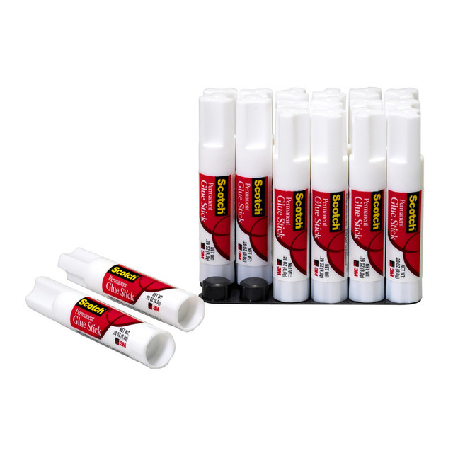 3M COMPANY Scotch® Permanent Glue Stick, White, .28 oz, 2 Per Pack, 6 Packs