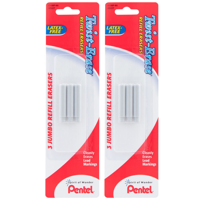 PENTEL OF AMERICA Pentel® Refill Eraser For Pentel Twist-Erase Series Pencils, 18 Per Pack, 2 Packs