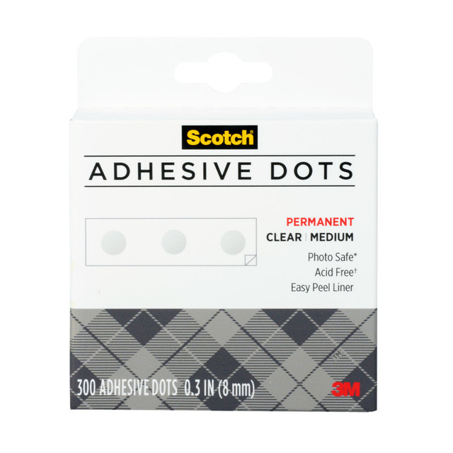 3M COMPANY Scotch® Permanent Adhesive Dots, 8mm Medium, Pack of 300