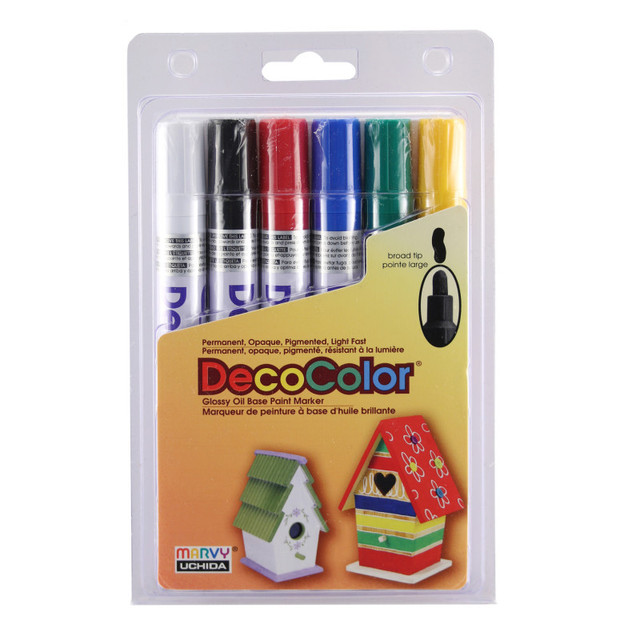 UCHIDA OF AMERICA, CORP Marvy Uchida® DecoColor® Paint Markers, Broad Tip, 300-S, Primary Colors, Set of 6