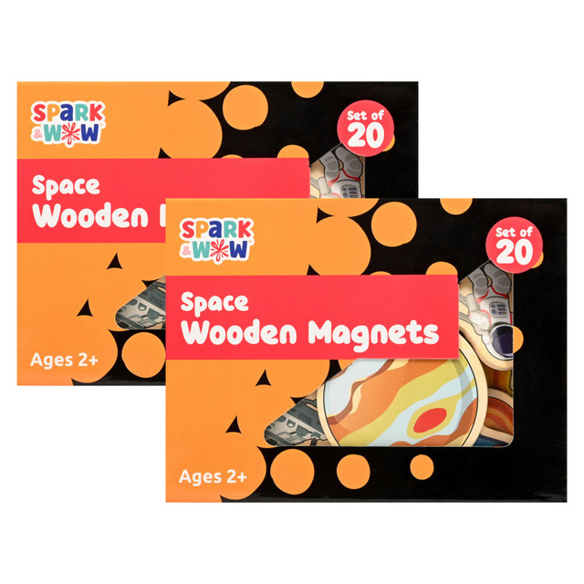 LEARNING ADVANTAGE Spark & Wow Spark & Wow Wooden Magnets - Space Per Set, 2 Sets