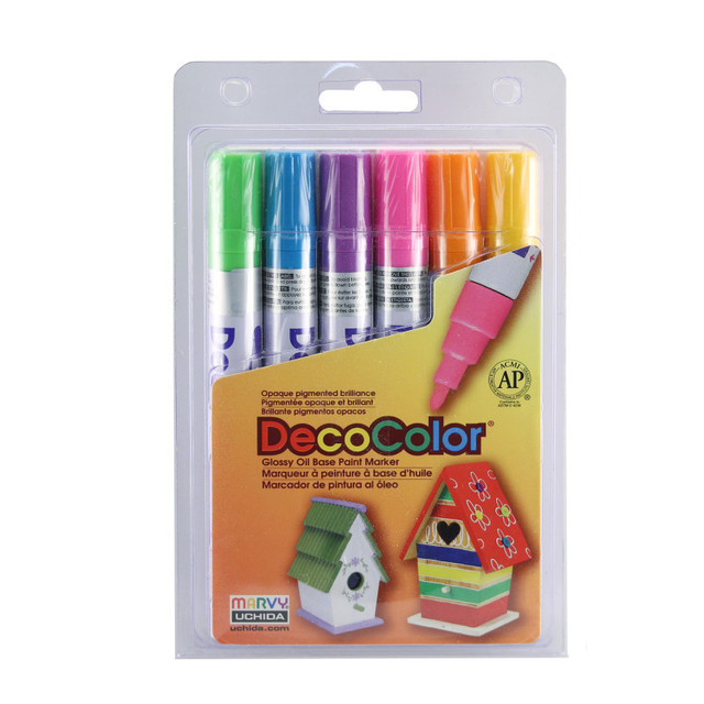 UCHIDA OF AMERICA, CORP Marvy Uchida® DecoColor® Paint Markers, Broad Tip, 300-S, Retro Colors, Set of 6