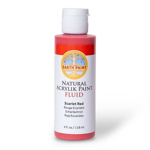NATURAL EARTH PAINT Natural Earth Paint Natural Fluid Acrylik Paint, 4 oz, Scarlet Red