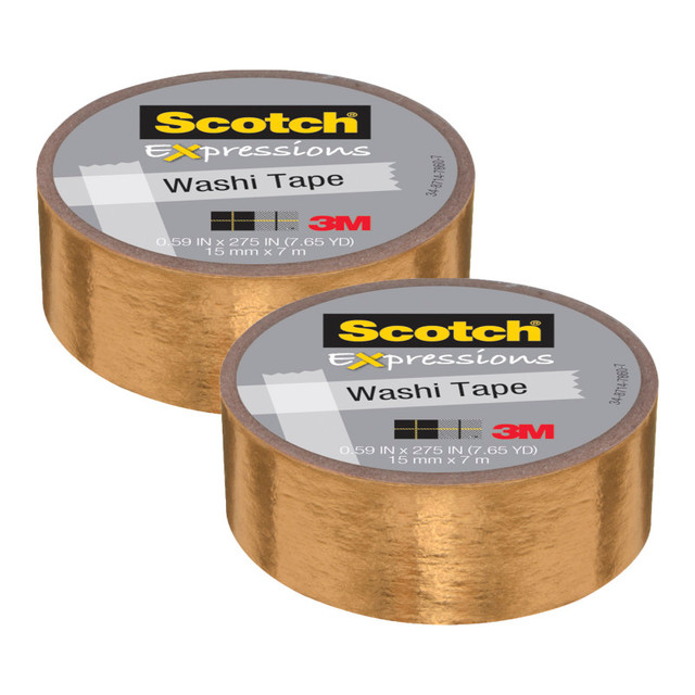 3M COMPANY Scotch® Expressions Washi Tape, .59" x 275", Gold Foil, Pack of 2