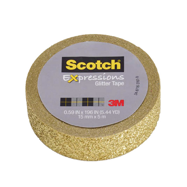 3M COMPANY Scotch® Expressions Glitter Tape, .59" x 196", Gold Glitter