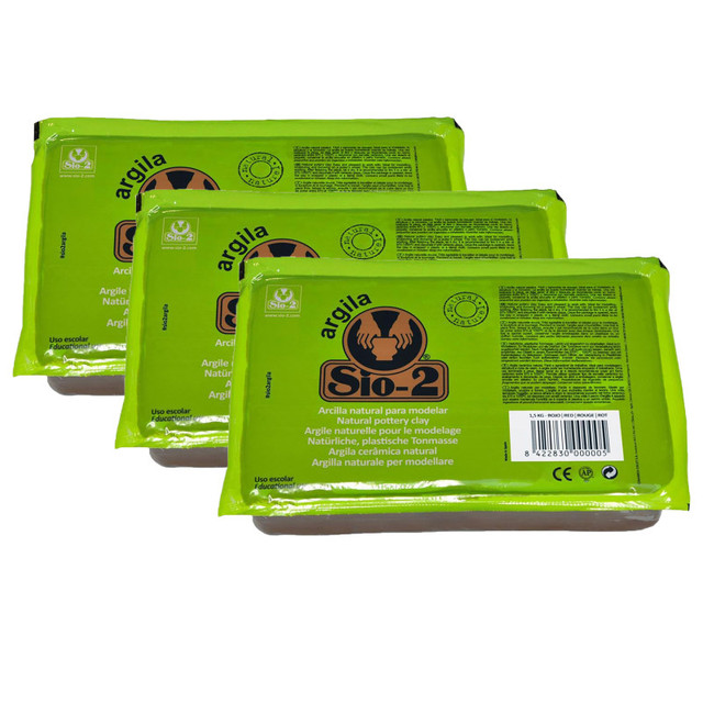 ACTIVA PRODUCTS ACTÍVA SIO-2® Argila Natural Pottery Clay, 2.2 lb (1 kg), Red, Pack of 3