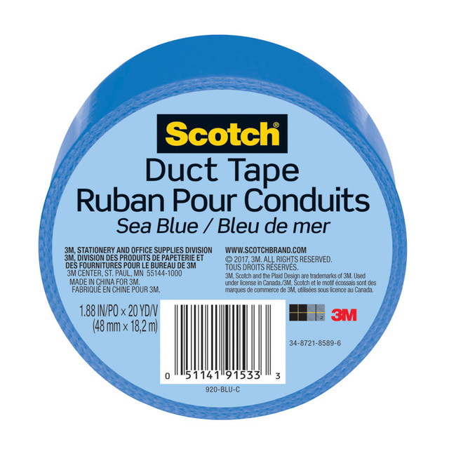 3M COMPANY Scotch® Duct Tape for Artists, 1.88 in x 20 yd (48 mm x 18.2 m), Sea Blue