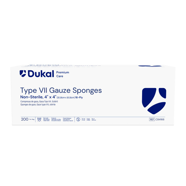 Dukal Corporation  C84166 Gauze Sponge, Type VII, Non-Sterile, 4" x 4", 16-Ply, 200/bg, 10 bg/cs