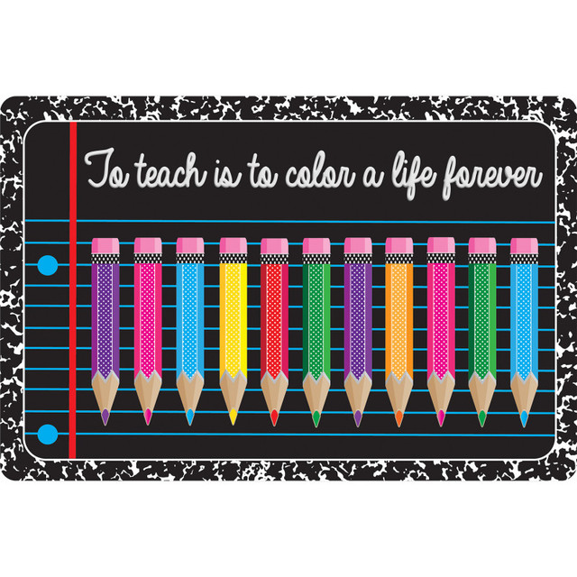 ASHLEY PRODUCTIONS Ashley Productions® The Original Fun Mat® Computer Mouse Pad, 11.75x8 in, Teacher Inspiration, To Teach is to Color a Life Forever, Composition and Color Pencils Pattern